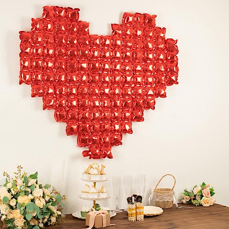 41" x 36" Metallic Heart Mylar Foil Balloon Photo Backdrop - Red BLOON_FOL0024_40_RED