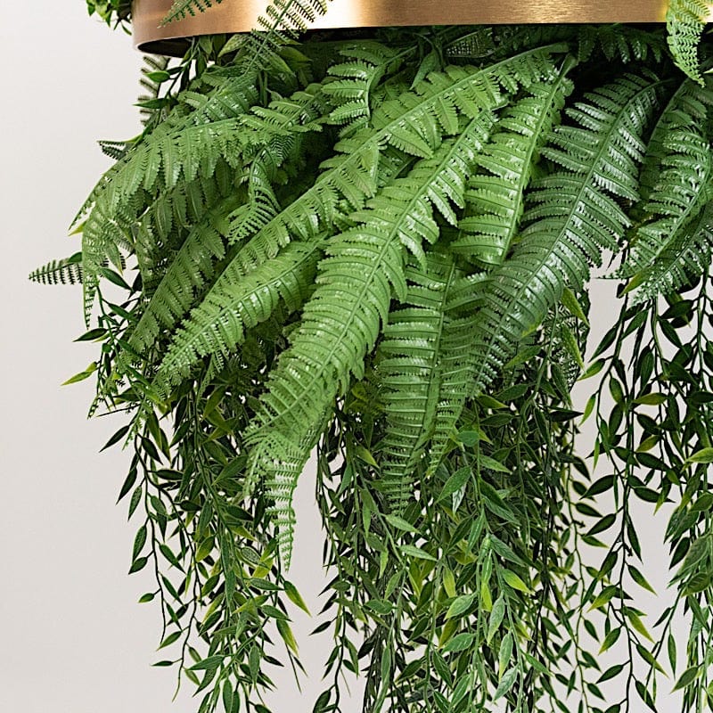 42" Faux Fern Artificial Greenery with Metal Hanging Hoop - Green and Gold ARTI_GRN_HANG05_24