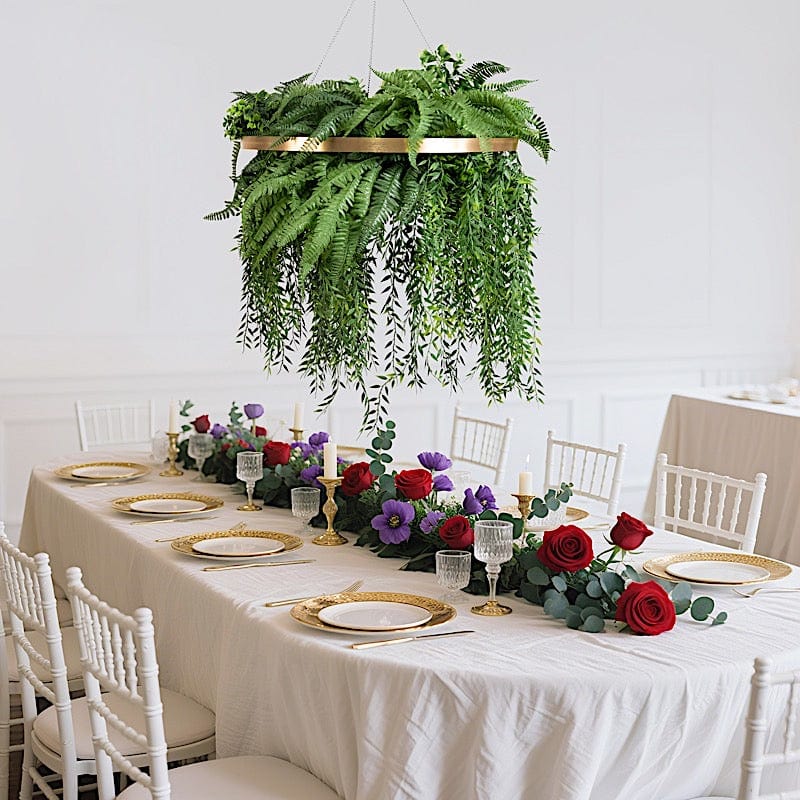 42" Faux Fern Artificial Greenery with Metal Hanging Hoop - Green and Gold ARTI_GRN_HANG05_24