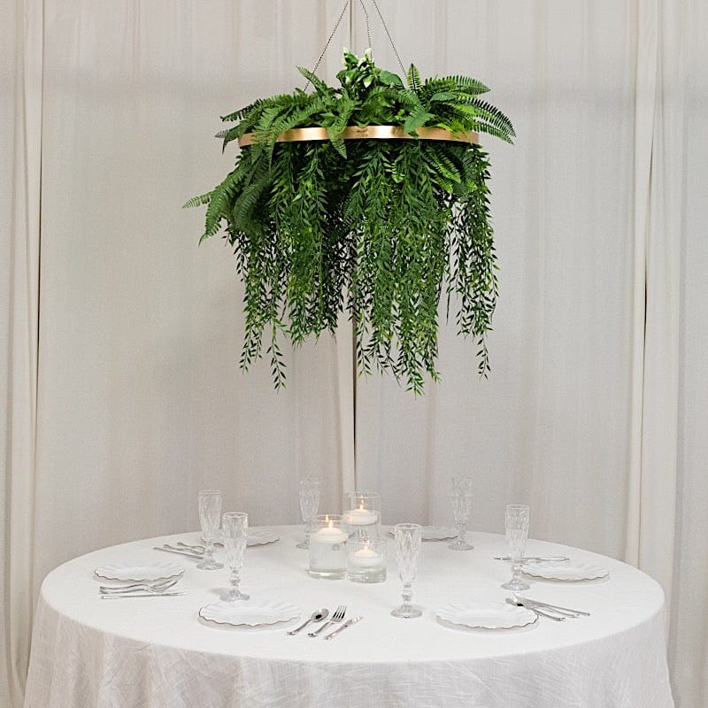 42" Faux Fern Artificial Greenery with Metal Hanging Hoop - Green and Gold ARTI_GRN_HANG05_24
