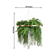 42" Faux Fern Artificial Greenery with Metal Hanging Hoop - Green and Gold ARTI_GRN_HANG05_24