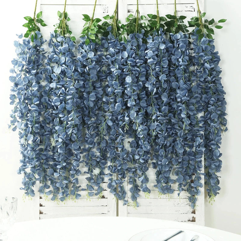42" tall Silk Wisteria Flowers Hanging Vine Bush
