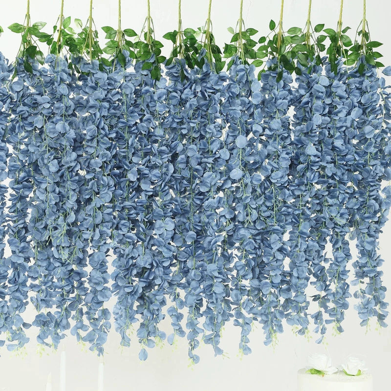42" tall Silk Wisteria Flowers Hanging Vine Bush