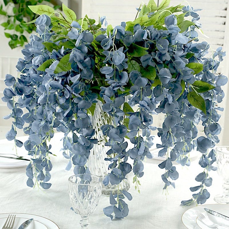 44" tall Silk Wisteria Flowers Hanging Vine Bush