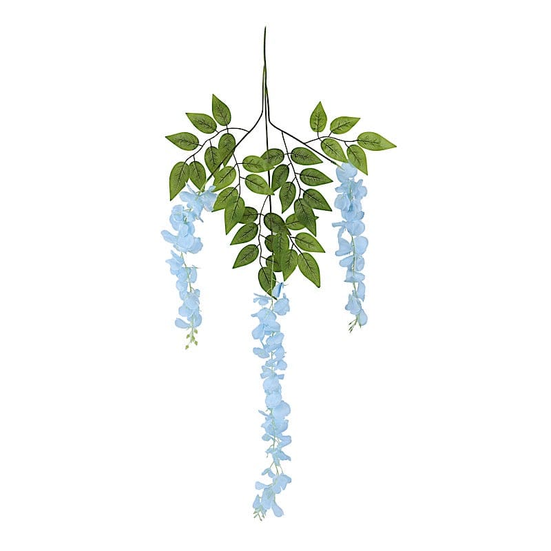 44" tall Silk Wisteria Flowers Hanging Vine Bush ARTI_WIST02_BLUE