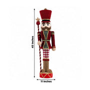 45" Nutcracker Soldier Figurine with Houndstooth Jacket, Star Staff and Gold Trim