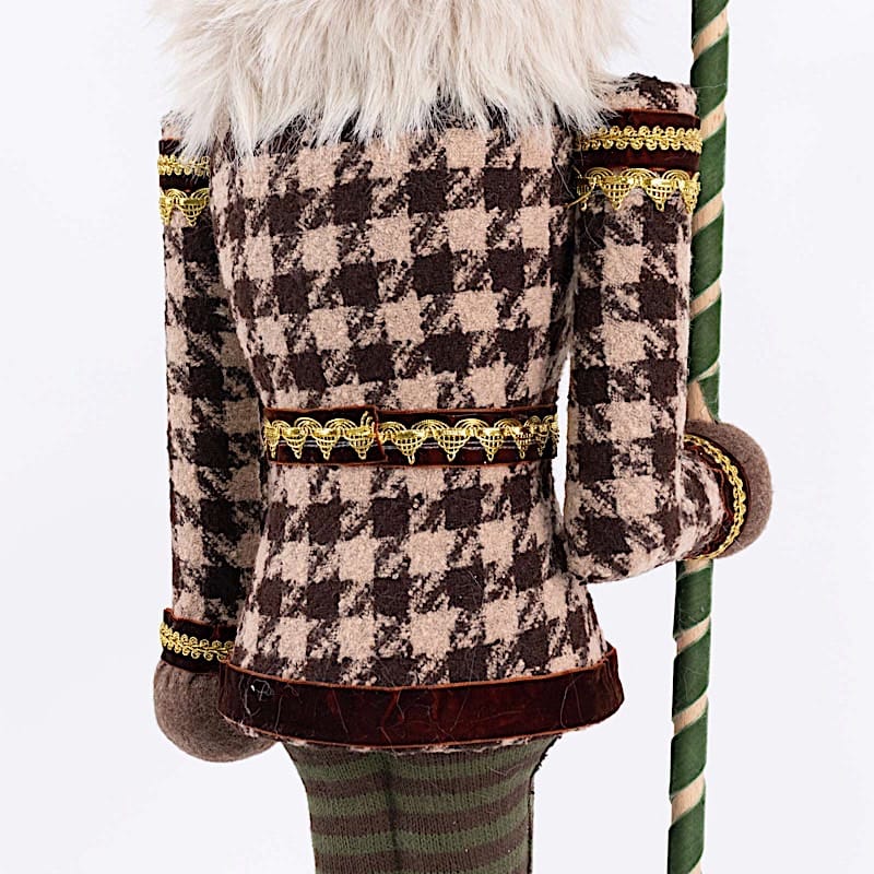 45" Nutcracker Soldier Figurine with Houndstooth Jacket, Star Staff and Gold Trim