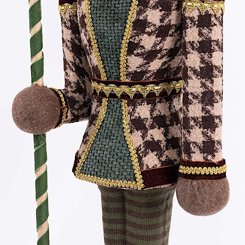 45" Nutcracker Soldier Figurine with Houndstooth Jacket, Star Staff and Gold Trim