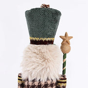 45" Nutcracker Soldier Figurine with Houndstooth Jacket, Star Staff and Gold Trim