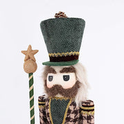 45" Nutcracker Soldier Figurine with Houndstooth Jacket, Star Staff and Gold Trim