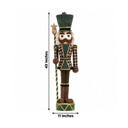 45" Nutcracker Soldier Figurine with Houndstooth Jacket, Star Staff and Gold Trim