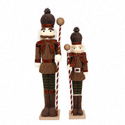 45" Nutcracker Soldier Figurine with Houndstooth Jacket, Star Staff and Gold Trim