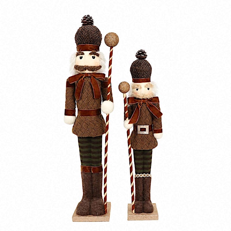 45" Nutcracker Soldier Figurine with Houndstooth Jacket, Star Staff and Gold Trim