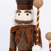 45" Nutcracker Soldier Figurine with Houndstooth Jacket, Star Staff and Gold Trim