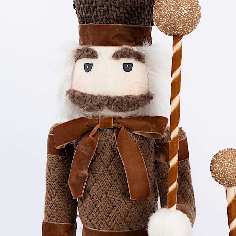 45" Nutcracker Soldier Figurine with Houndstooth Jacket, Star Staff and Gold Trim