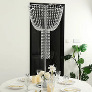 45" Round Metal Goblet Flower Stand with Acrylic Crystal Bead Strands - Silver CHDLR_072_1T_SILV