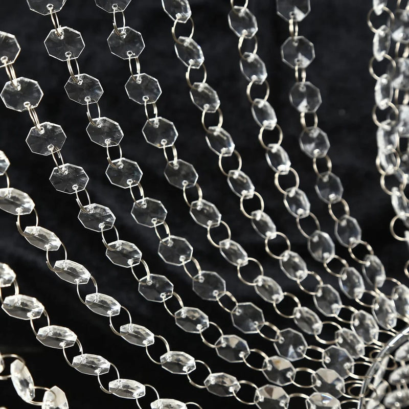 45" Round Metal Goblet Flower Stand with Acrylic Crystal Bead Strands - Silver CHDLR_072_1T_SILV