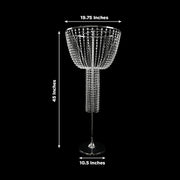 45" Round Metal Goblet Flower Stand with Acrylic Crystal Bead Strands - Silver CHDLR_072_1T_SILV