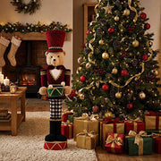 45" Teddy Bear Nutcracker Soldier Figurine with Gold Trim