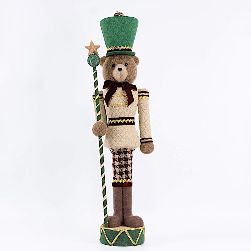 45" Teddy Bear Nutcracker Soldier Figurine with Gold Trim