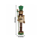 45" Teddy Bear Nutcracker Soldier Figurine with Gold Trim