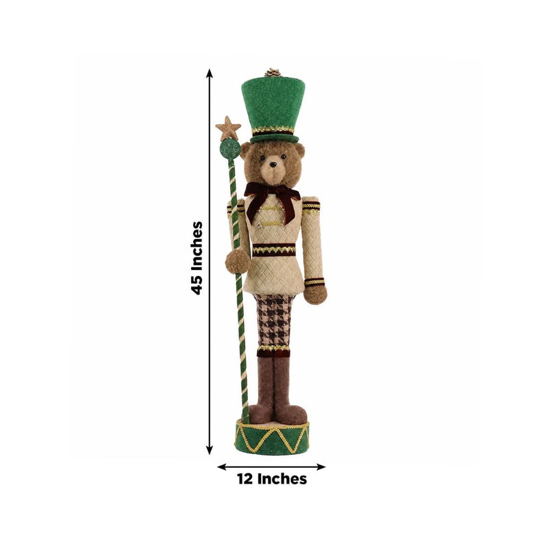 45" Teddy Bear Nutcracker Soldier Figurine with Gold Trim