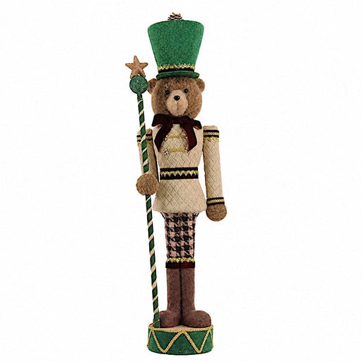 45" Teddy Bear Nutcracker Soldier Figurine with Gold Trim DECO_XMAS_BEAR01_45_GRN