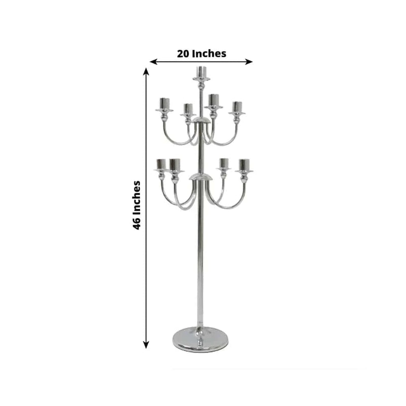 46" 9 Arm Metal Floor Candelabra Candle Holder
