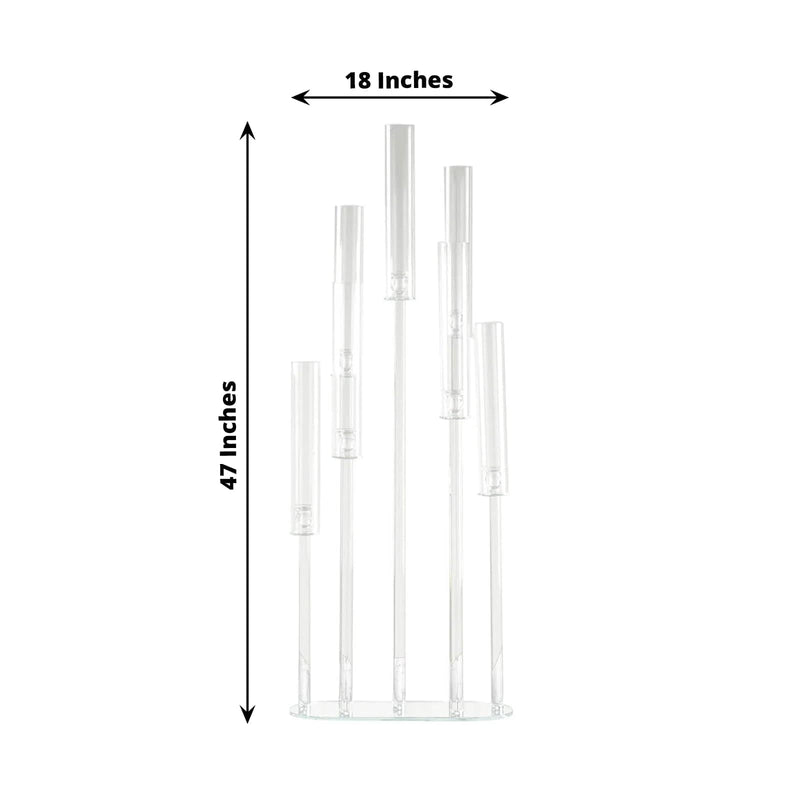 47" tall 7 Arm Crystal Glass Candelabra Taper Candle Holder - Clear CHDLR_CAND_030O_7_CLR