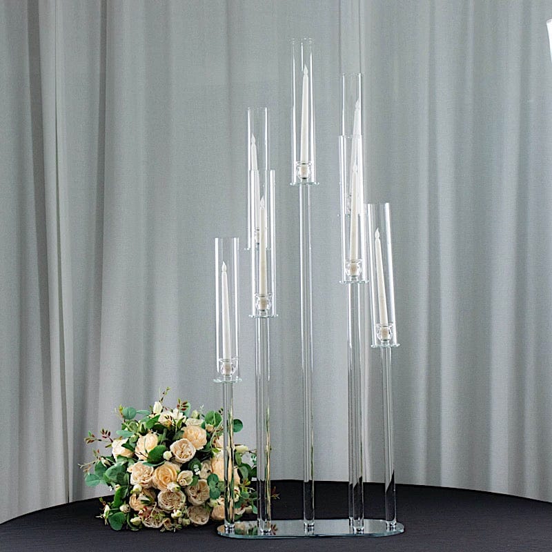 47" tall 7 Arm Crystal Glass Candelabra Taper Candle Holder - Clear CHDLR_CAND_030O_7_CLR
