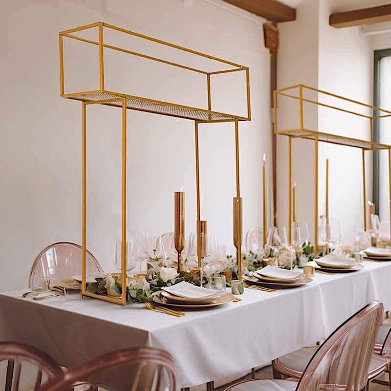48" Heavy Duty Metal Rectangular Centerpiece Stand - Gold IRON_STND16_48_GOLD