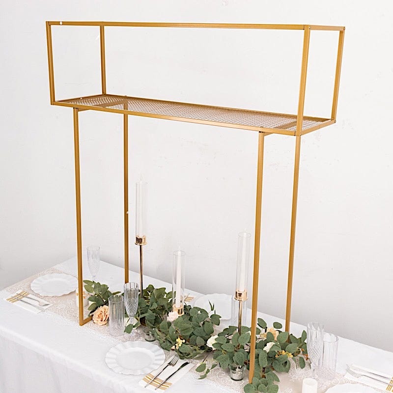 48" Heavy Duty Metal Rectangular Centerpiece Stand - Gold IRON_STND16_48_GOLD
