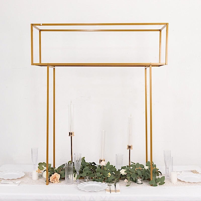 48" Heavy Duty Metal Rectangular Centerpiece Stand - Gold IRON_STND16_48_GOLD
