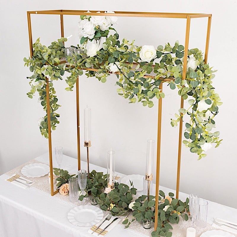 48" Heavy Duty Metal Rectangular Centerpiece Stand - Gold IRON_STND16_48_GOLD