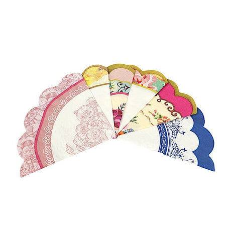 48 Paper Cocktail Napkins with Vintage Scalloped Edges - Floral Mixed NAP_BEV_TEA017_MIX