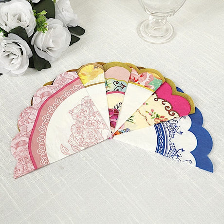 48 Paper Cocktail Napkins with Vintage Scalloped Edges - Floral Mixed NAP_BEV_TEA017_MIX