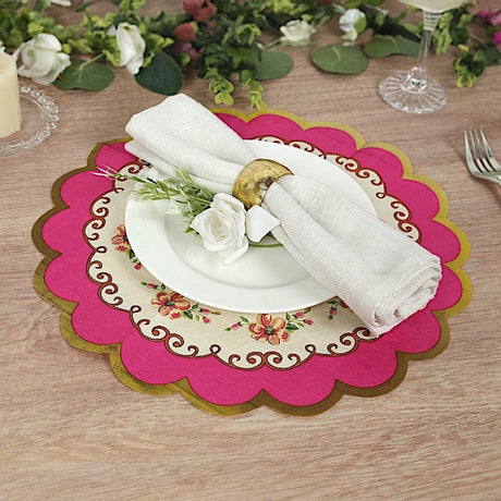 48 Paper Cocktail Napkins with Vintage Scalloped Edges - Floral Mixed NAP_BEV_TEA017_MIX