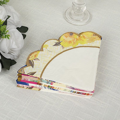 48 Paper Cocktail Napkins with Vintage Scalloped Edges - Floral Mixed NAP_BEV_TEA017_MIX