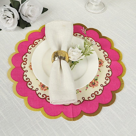 48 Paper Cocktail Napkins with Vintage Scalloped Edges - Floral Mixed NAP_BEV_TEA017_MIX