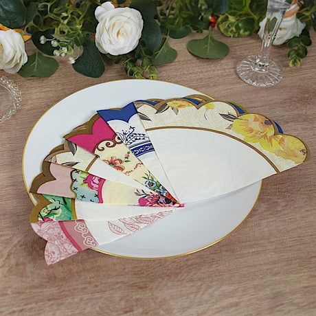 48 Paper Cocktail Napkins with Vintage Scalloped Edges - Floral Mixed NAP_BEV_TEA017_MIX