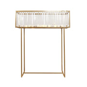 48" Rectangular Metal Chandelier Floral Stand with Crystal Pendant - Gold and Clear CHDLR_070T_48_GOLD