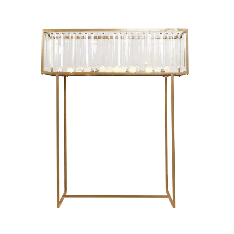 48" Rectangular Metal Chandelier Floral Stand with Crystal Pendant - Gold and Clear CHDLR_070T_48_GOLD