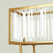 48" Rectangular Metal Chandelier Floral Stand with Crystal Pendant - Gold and Clear CHDLR_070T_48_GOLD