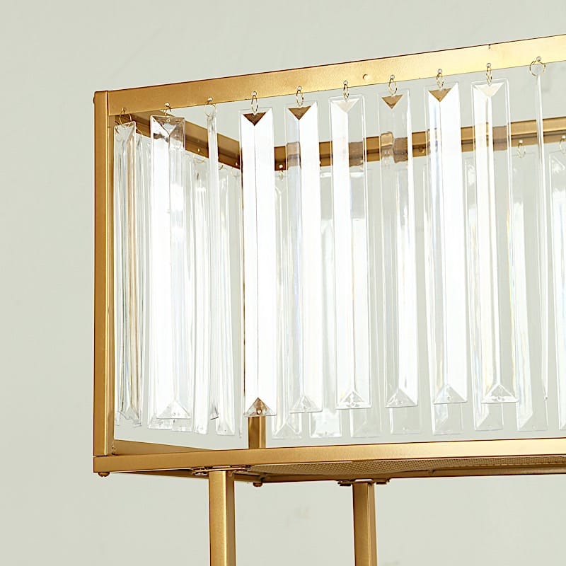 48" Rectangular Metal Chandelier Floral Stand with Crystal Pendant - Gold and Clear CHDLR_070T_48_GOLD