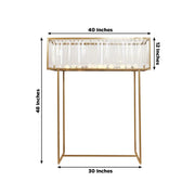 48" Rectangular Metal Chandelier Floral Stand with Crystal Pendant - Gold and Clear CHDLR_070T_48_GOLD