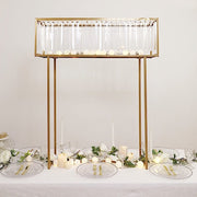 48" Rectangular Metal Chandelier Floral Stand with Crystal Pendant - Gold and Clear CHDLR_070T_48_GOLD