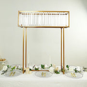 48" Rectangular Metal Chandelier Floral Stand with Crystal Pendant - Gold and Clear CHDLR_070T_48_GOLD