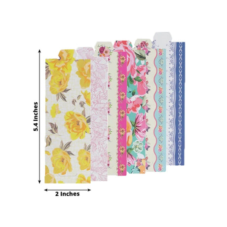 48 Vintage Floral Disposable Paper Napkin Rings - Assorted NAP_RING_PAP06_TEA017_MIX