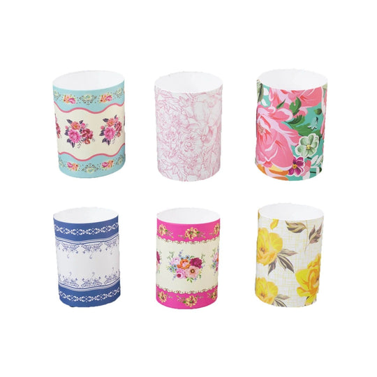 48 Vintage Floral Disposable Paper Napkin Rings - Assorted NAP_RING_PAP06_TEA017_MIX