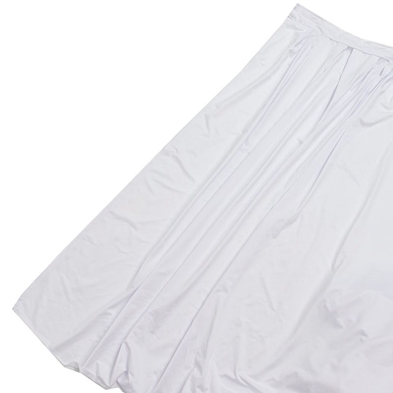 48"x 20 ft  Portable Wrinkle-Free Shirred Pleated Stag Table Skirt SKT_SCUBA_STG_4820_WHT